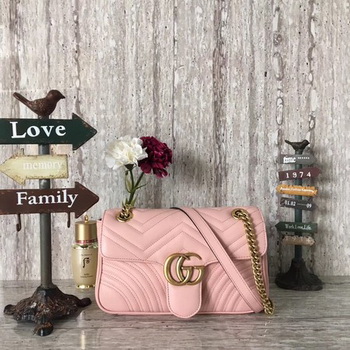 Gucci GG Marmont Matelasse Leather Shoulder Bag 443497 Pink Gucci GG Marmont Matelasse Leather Shoulder Bag 443497 Pink