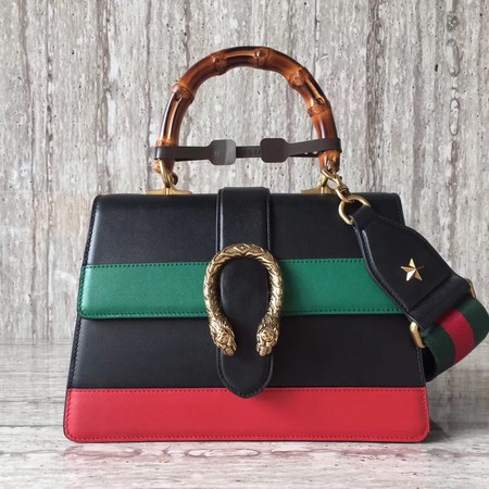 Gucci Dionysus Leather Top Handle Bag 448075 Black&Green&Red Gucci Dionysus Leather Top Handle Bag 448075 Black&Green&Red