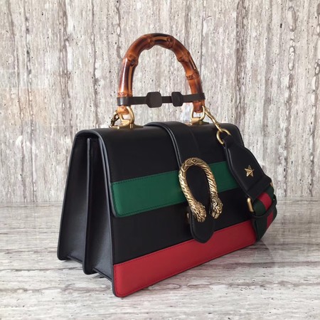 Gucci Dionysus Leather Top Handle Bag 448075 Black&Green&Red Gucci Dionysus Leather Top Handle Bag 448075 Black&Green&Red
