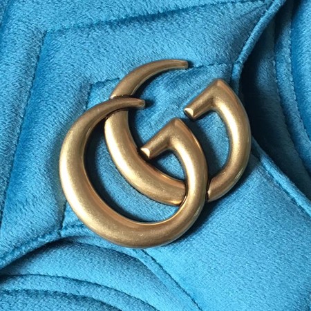 Gucci GG Marmont Chevron Velvet Shoulder Bag 443497 SkyBlue Gucci GG Marmont Chevron Velvet Shoulder Bag 443497 SkyBlue