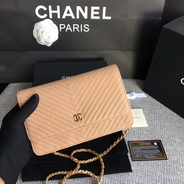 Chanel WOC Flap Shoulder Bag Camel Calfskin Leather A33814 Gold Chanel WOC Flap Shoulder Bag Camel Calfskin Leather A33814 Gold