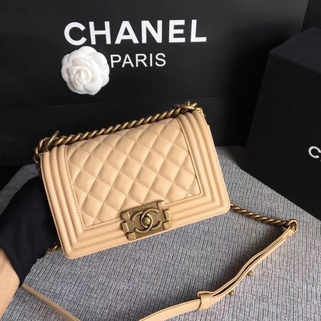 Boy Chanel Flap Shoulder Bag Sheepskin Leather A67085 Apricot Boy Chanel Flap Shoulder Bag Sheepskin Leather A67085 Apricot