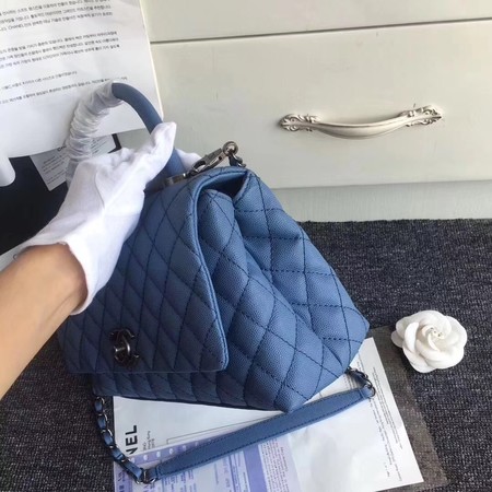 Chanel Classic Top Handle Bag Original Cannage Pattern A96901 Blue Chanel Classic Top Handle Bag Original Cannage Pattern A96901 Blue