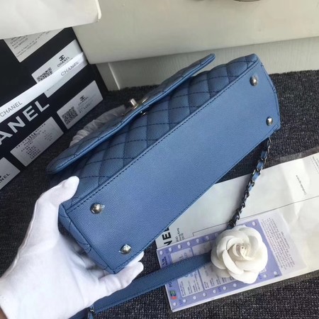 Chanel Classic Top Handle Bag Original Cannage Pattern A96901 Blue Chanel Classic Top Handle Bag Original Cannage Pattern A96901 Blue