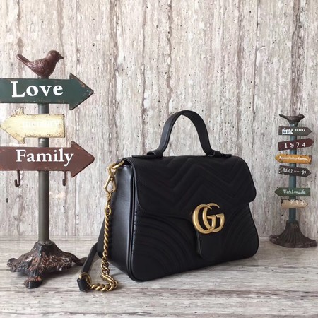 Gucci GG Marmont Small Top Handle Bag 498110 Black Gucci GG Marmont Small Top Handle Bag 498110 Black