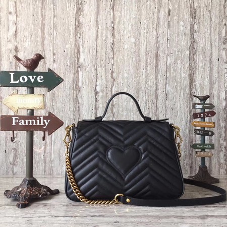 Gucci GG Marmont Small Top Handle Bag 498110 Black Gucci GG Marmont Small Top Handle Bag 498110 Black