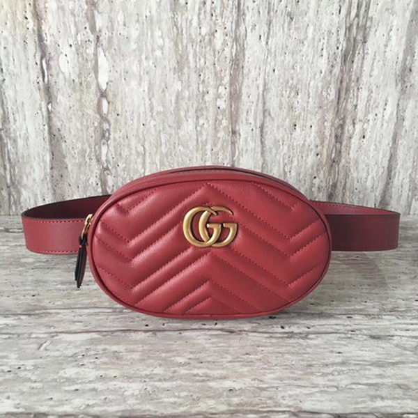 Gucci GG Marmont Leather Belt Bag 476434 Red Gucci GG Marmont Leather Belt Bag 476434 Red