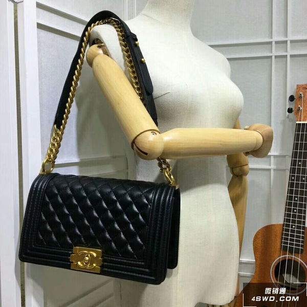 Boy Chanel Flap Shoulder Bag Sheepskin Leather 67086A Black Boy Chanel Flap Shoulder Bag Sheepskin Leather 67086A Black
