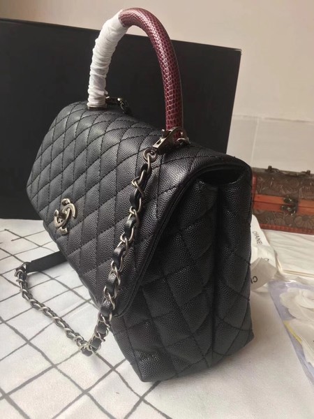 Chanel Classic Red Top Handle Bag Black Original Leather A92292 Silver Chanel Classic Red Top Handle Bag Black Original Leather A92292 Silver
