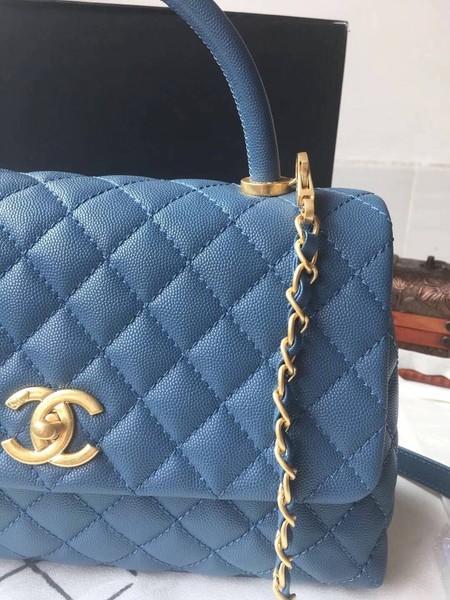 Chanel Classic Top Handle Bag Blue Original Leather A92292 Gold Chanel Classic Top Handle Bag Blue Original Leather A92292 Gold