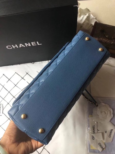 Chanel Classic Top Handle Bag Blue Original Leather A92292 Gold Chanel Classic Top Handle Bag Blue Original Leather A92292 Gold