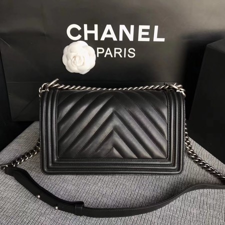 Boy Chanel Flap Bag Original Chevron Leather A67086V Black Boy Chanel Flap Bag Original Chevron Leather A67086V Black