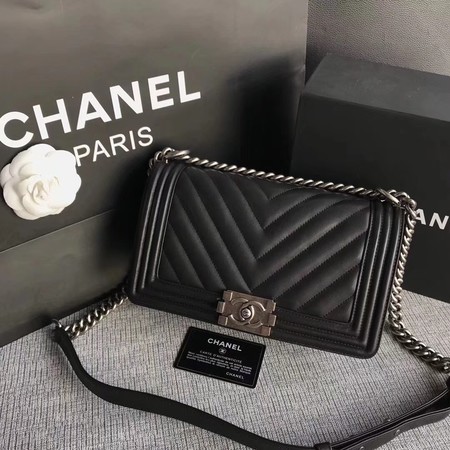 Boy Chanel Flap Bag Original Chevron Leather A67086V Black Boy Chanel Flap Bag Original Chevron Leather A67086V Black