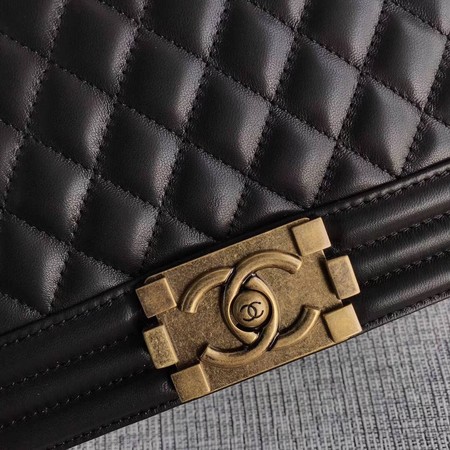 Boy Chanel Flap Shoulder Bag Black Original Sheepskin Leather A67087 Gold Boy Chanel Flap Shoulder Bag Black Original Sheepskin Leather A67087 Gold