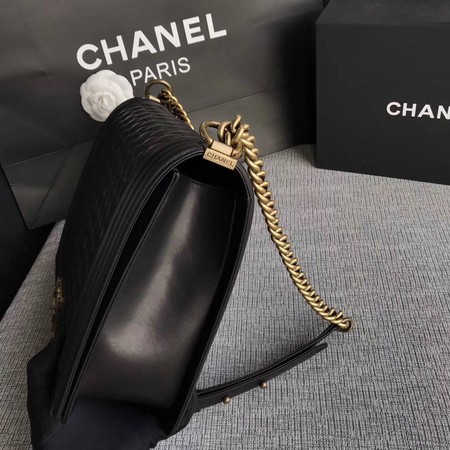 Boy Chanel Flap Shoulder Bag Black Original Sheepskin Leather A67087 Gold Boy Chanel Flap Shoulder Bag Black Original Sheepskin Leather A67087 Gold