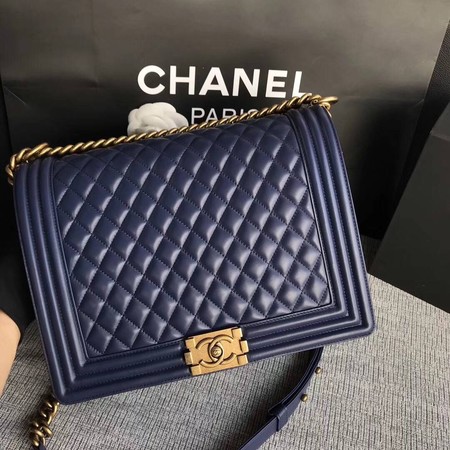 Boy Chanel Flap Shoulder Bag Blue Original Sheepskin Leather A67087 Gold Boy Chanel Flap Shoulder Bag Blue Original Sheepskin Leather A67087 Gold