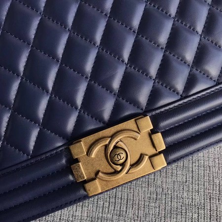 Boy Chanel Flap Shoulder Bag Blue Original Sheepskin Leather A67087 Gold Boy Chanel Flap Shoulder Bag Blue Original Sheepskin Leather A67087 Gold