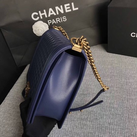Boy Chanel Flap Shoulder Bag Blue Original Sheepskin Leather A67087 Gold Boy Chanel Flap Shoulder Bag Blue Original Sheepskin Leather A67087 Gold