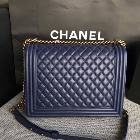 Boy Chanel Flap Shoulder Bag Blue Original Sheepskin Leather A67087 Gold Boy Chanel Flap Shoulder Bag Blue Original Sheepskin Leather A67087 Gold