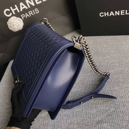 Boy Chanel Flap Shoulder Bag Blue Original Sheepskin Leather A67087 Silver Boy Chanel Flap Shoulder Bag Blue Original Sheepskin Leather A67087 Silver