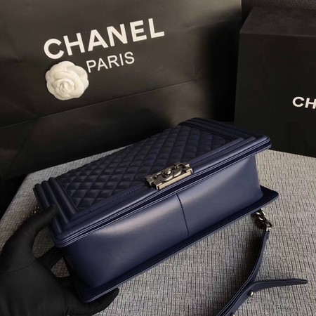 Boy Chanel Flap Shoulder Bag Blue Original Sheepskin Leather A67087 Silver Boy Chanel Flap Shoulder Bag Blue Original Sheepskin Leather A67087 Silver