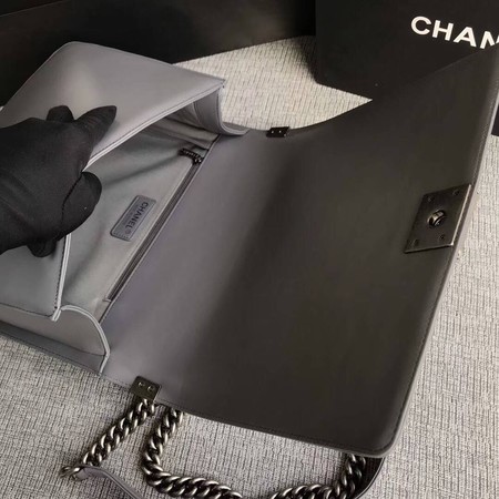Boy Chanel Flap Shoulder Bag Grey Original Sheepskin Leather A67087 Silver Boy Chanel Flap Shoulder Bag Grey Original Sheepskin Leather A67087 Silver