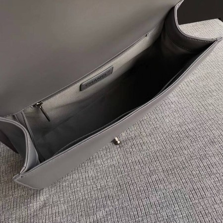 Boy Chanel Flap Shoulder Bag Grey Original Sheepskin Leather A67087 Silver Boy Chanel Flap Shoulder Bag Grey Original Sheepskin Leather A67087 Silver