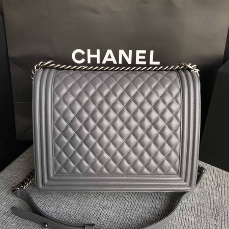 Boy Chanel Flap Shoulder Bag Grey Original Sheepskin Leather A67087 Silver Boy Chanel Flap Shoulder Bag Grey Original Sheepskin Leather A67087 Silver