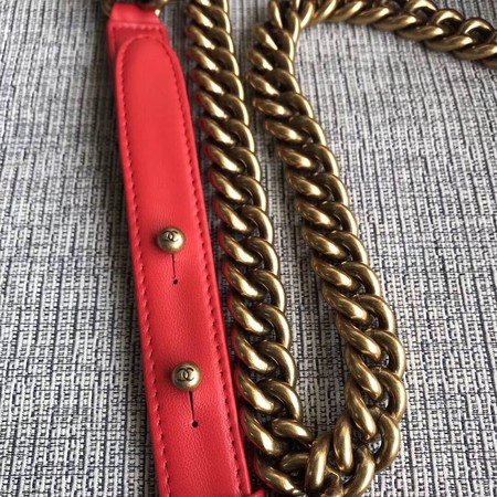 Boy Chanel Flap Shoulder Bag Red Original Sheepskin Leather A67087 Gold Boy Chanel Flap Shoulder Bag Red Original Sheepskin Leather A67087 Gold