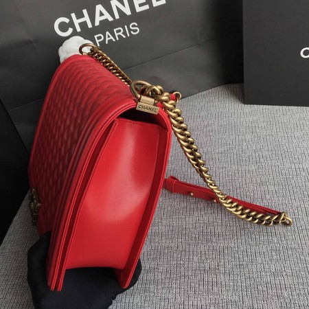 Boy Chanel Flap Shoulder Bag Red Original Sheepskin Leather A67087 Gold Boy Chanel Flap Shoulder Bag Red Original Sheepskin Leather A67087 Gold