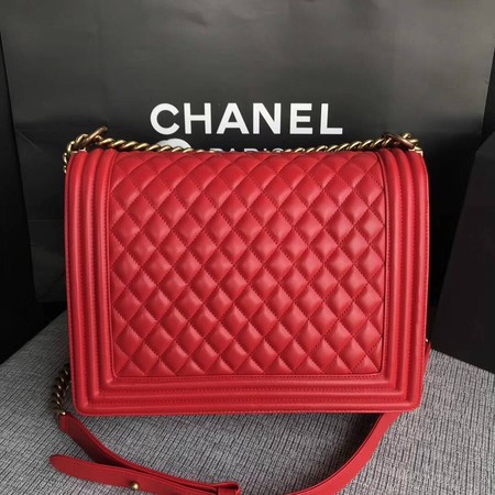 Boy Chanel Flap Shoulder Bag Red Original Sheepskin Leather A67087 Gold Boy Chanel Flap Shoulder Bag Red Original Sheepskin Leather A67087 Gold