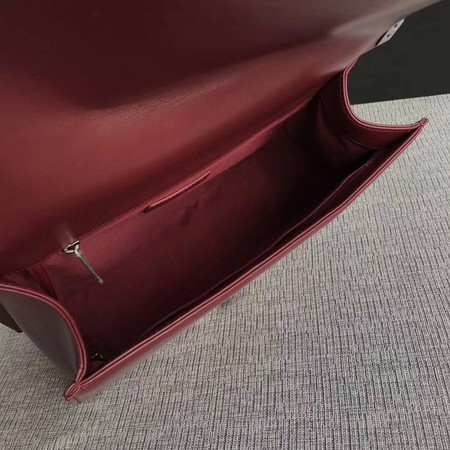 Boy Chanel Flap Shoulder Bag Wine Original Sheepskin Leather A67087 Silver Boy Chanel Flap Shoulder Bag Wine Original Sheepskin Leather A67087 Silver