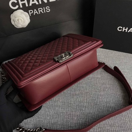 Boy Chanel Flap Shoulder Bag Wine Original Sheepskin Leather A67087 Silver Boy Chanel Flap Shoulder Bag Wine Original Sheepskin Leather A67087 Silver