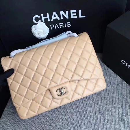Chanel Maxi Quilted Classic Flap Bag Apricot Sheepskin Leather A58601 Silver Chanel Maxi Quilted Classic Flap Bag Apricot Sheepskin Leather A58601 Silver