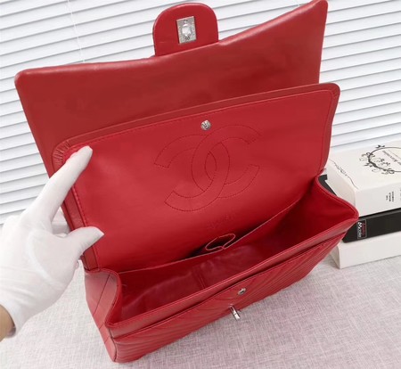 Chanel Maxi Classic Flap Bag Red Chevron Sheepskin Leather A58601 Silver Chanel Maxi Classic Flap Bag Red Chevron Sheepskin Leather A58601 Silver