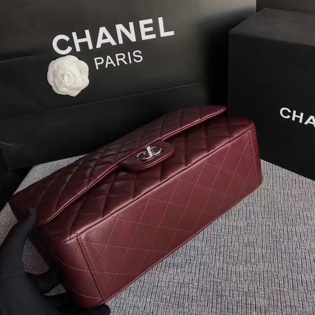 Chanel Maxi Quilted Classic Flap Bag Wine Sheepskin Leather A58601 Silver Chanel Maxi Quilted Classic Flap Bag Wine Sheepskin Leather A58601 Silver