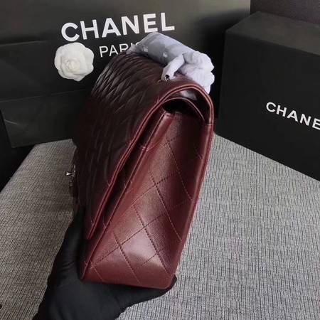 Chanel Maxi Quilted Classic Flap Bag Wine Sheepskin Leather A58601 Silver Chanel Maxi Quilted Classic Flap Bag Wine Sheepskin Leather A58601 Silver