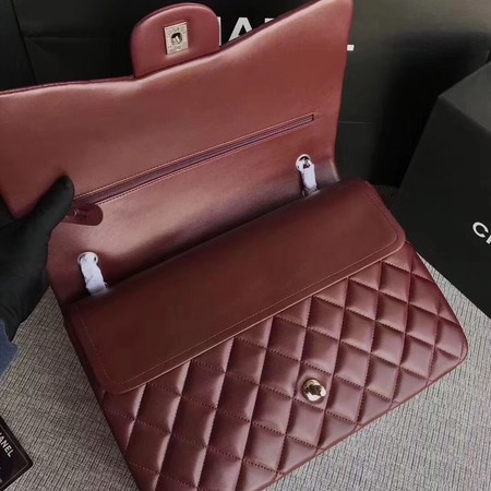 Chanel Maxi Quilted Classic Flap Bag Wine Sheepskin Leather A58601 Silver Chanel Maxi Quilted Classic Flap Bag Wine Sheepskin Leather A58601 Silver