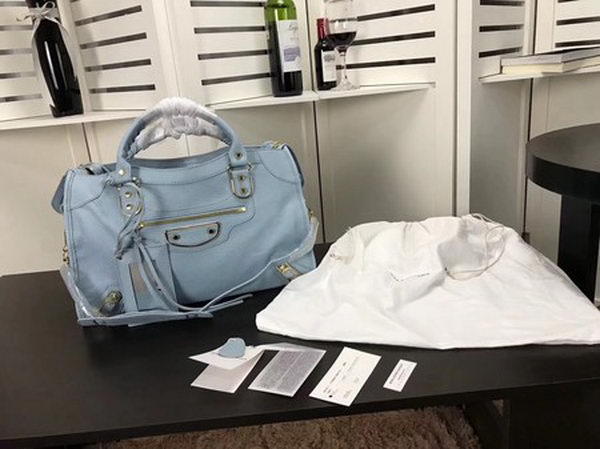 Balenciaga Giant City Gold Studs Handbag B084334 Light Blue Balenciaga Giant City Gold Studs Handbag B084334 Light Blue