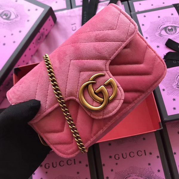 Gucci GG Marmont Velvet Super Mini Bag 476433 Pink Gucci GG Marmont Velvet Super Mini Bag 476433 Pink