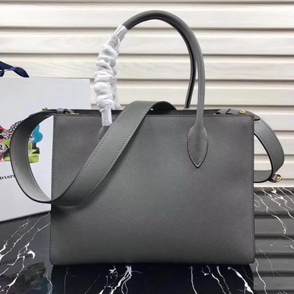 Prada Bibliotheque Medium Saffiano Top-Handle Tote Bag 1BG088 Grey Prada Bibliotheque Medium Saffiano Top-Handle Tote Bag 1BG088 Grey