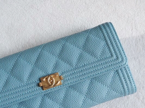 Chanel Boy Matelasse Long Wallet Calfskin Leather CHA5264 Blue