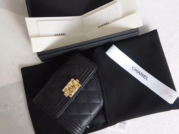 Chanel Tri-Fold Wallet Calfskin Leather A48980 Black Chanel Tri-Fold Wallet Calfskin Leather A48980 Black