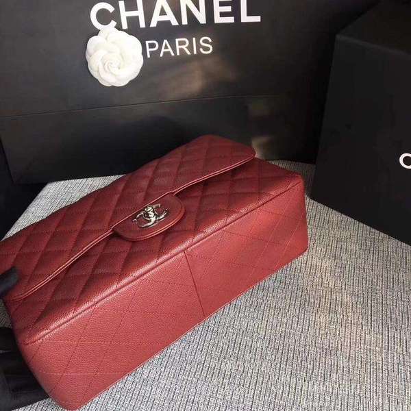 Chanel Flap Shoulder Bags Marroon Original Calfskin Leather CF1113 Silver Chanel Flap Shoulder Bags Marroon Original Calfskin Leather CF1113 Silver
