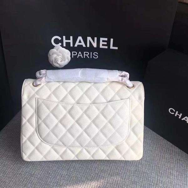 Chanel Flap Shoulder Bags White Original Calfskin Leather CF1113 Gold Chanel Flap Shoulder Bags White Original Calfskin Leather CF1113 Gold