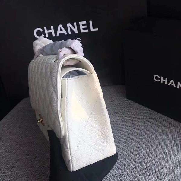 Chanel Flap Shoulder Bags White Original Calfskin Leather CF1113 Gold Chanel Flap Shoulder Bags White Original Calfskin Leather CF1113 Gold