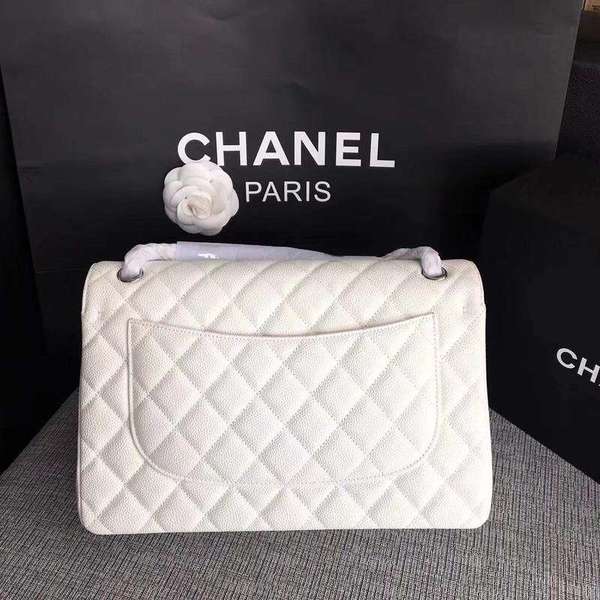 Chanel Flap Shoulder Bags White Original Calfskin Leather CF1113 Silver Chanel Flap Shoulder Bags White Original Calfskin Leather CF1113 Silver