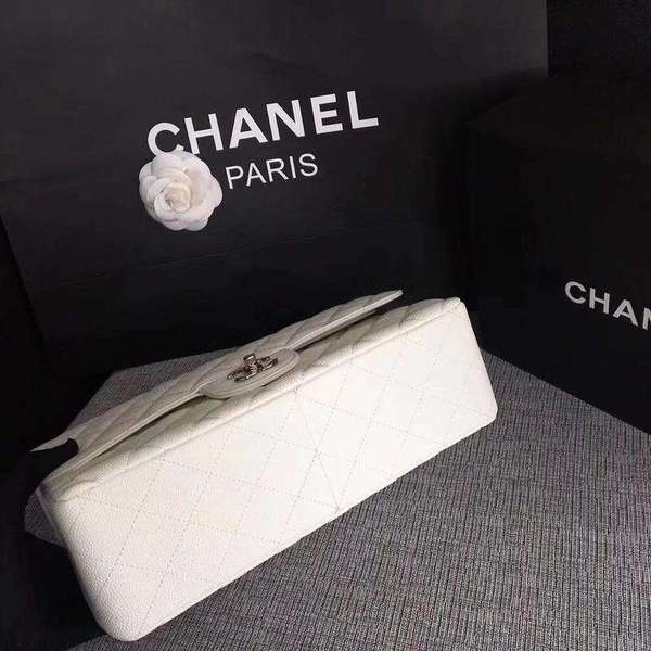 Chanel Flap Shoulder Bags White Original Calfskin Leather CF1113 Silver Chanel Flap Shoulder Bags White Original Calfskin Leather CF1113 Silver