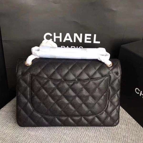 Chanel Flap Shoulder Bags Black Original Calfskin Leather CF1113 Gold Chanel Flap Shoulder Bags Black Original Calfskin Leather CF1113 Gold