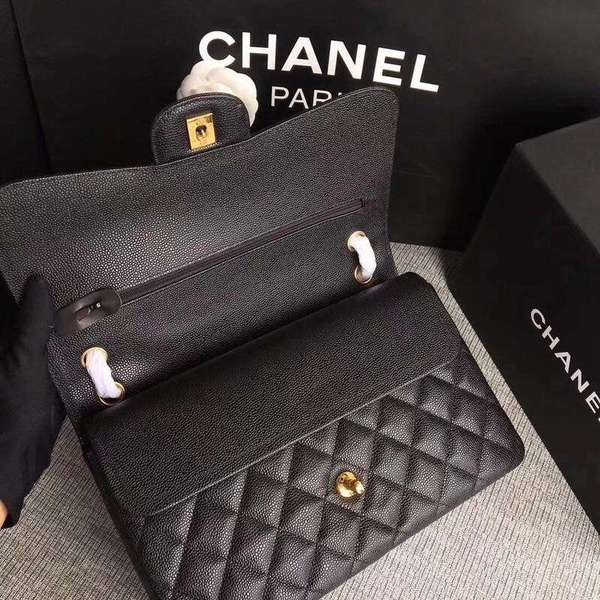 Chanel Flap Shoulder Bags Black Original Calfskin Leather CF1113 Gold Chanel Flap Shoulder Bags Black Original Calfskin Leather CF1113 Gold